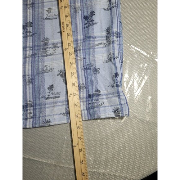 Caribbean Men's Shirt Size L Pineapple Flamingos Short Sleeve Blue Button Up 36 - Picture 9 of 9